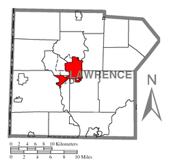 Map of New Castle, Lawrence County, Pennsylvania Highlighted